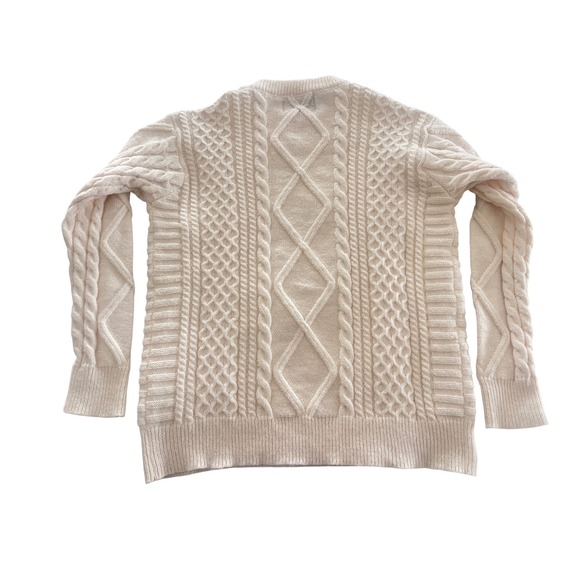 Aelfric Eden Cream Cable Knit Fisherman's Sweater Crewneck Pullover Men's SzM - Picture 7 of 9